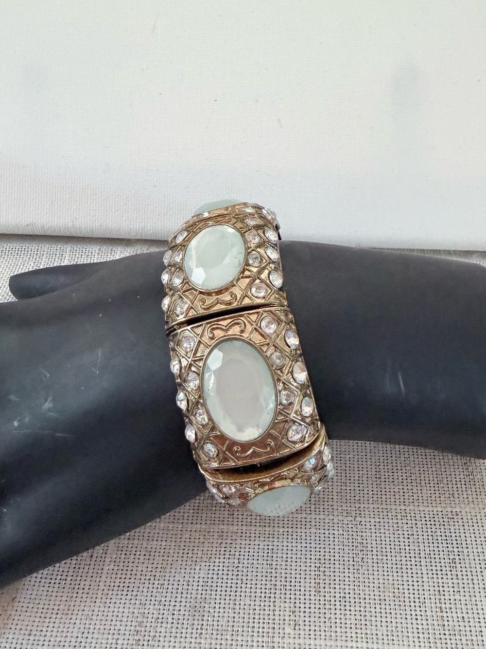 Gold-Tone light queen Stone Hinged Bracelet - Women Jewelry